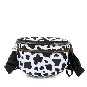Paulina Nylon Waterproof Multi-Compartment 10" Crossbody Bag White Cow
